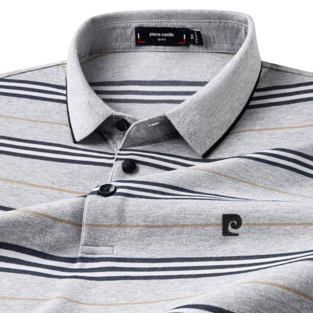 Pierre Cardin Men's Grey & Blue Striped Polo P61113013J93